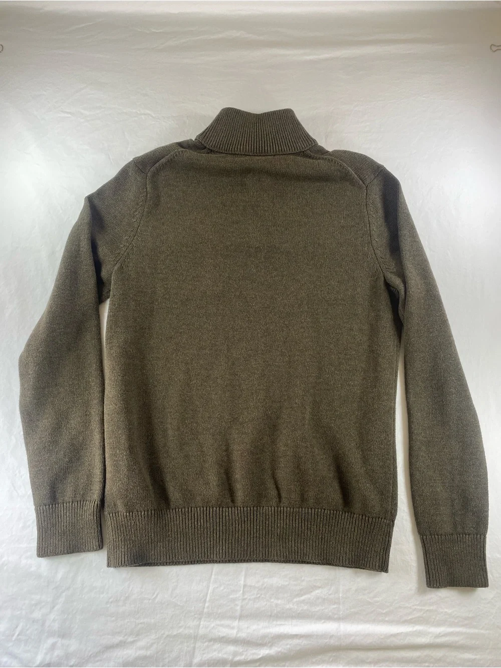 Men's Olive Button-Neck Military Pocket Sweater
